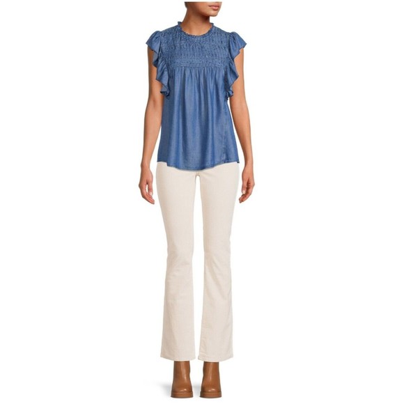 Boot Cut High Waist Corduroy Jeans Women's Size 14 Beige Stretch New With Tags - Picture 2 of 7